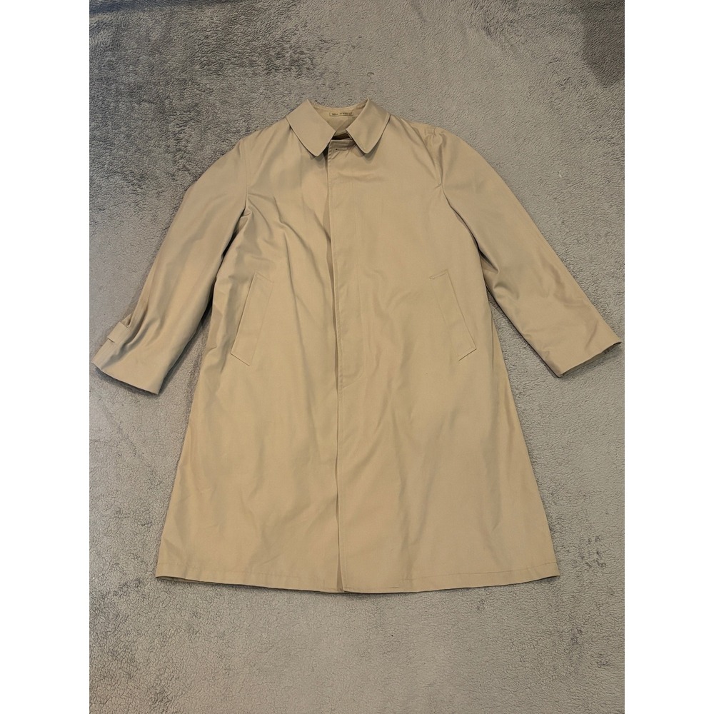 Mens Tan Car Coat Long Trench Jacket Concealed Button Beige Overcoat Raintamer